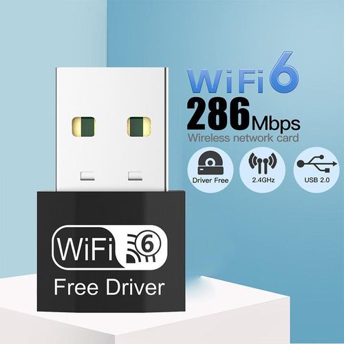 Adaptateur Clé Wifi 6, USB mini, 286Mbps, 2.4Ghz, avec Pilote Integré
