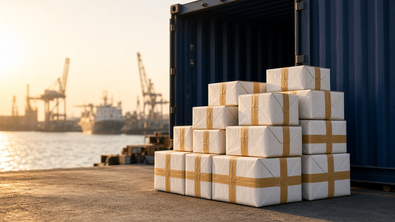 Colis prêts à partir du port vers Abidjan