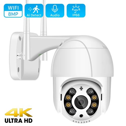 Partagez ce produit    Caméra De Surveillance Extérieure PTZ IP Wifi HD 1080P, 8MP/4K, Sans Fil, - Blanc