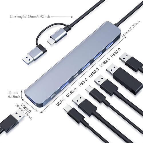 Hub USB Type C Original Multi-Port 7 en 2 avec répartiteur et Notebooks Connectiques Adaptateurs Tablettes Câbles extension dock - image 8