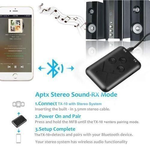 Récepteur Bluetooth 2 En 1 APTX Sans Fil, Adaptateur Audio Auxiliaire Jack RCA 3.5mm - image 2